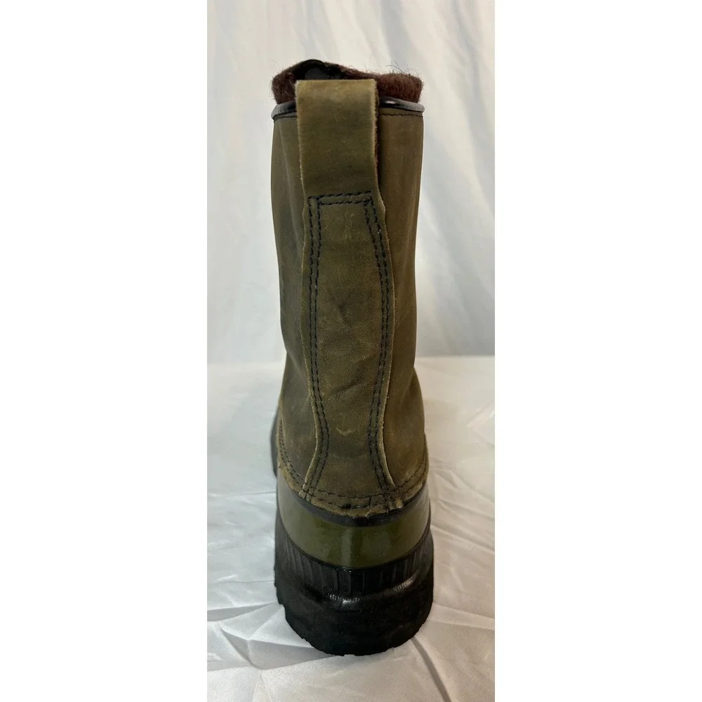 Vintage Sorel Mark X Kaufman Boots Olive Green Wool Liner Vibram Sole Canada 12